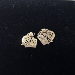 Best Friend 14k Gold Heart Pendant Pair